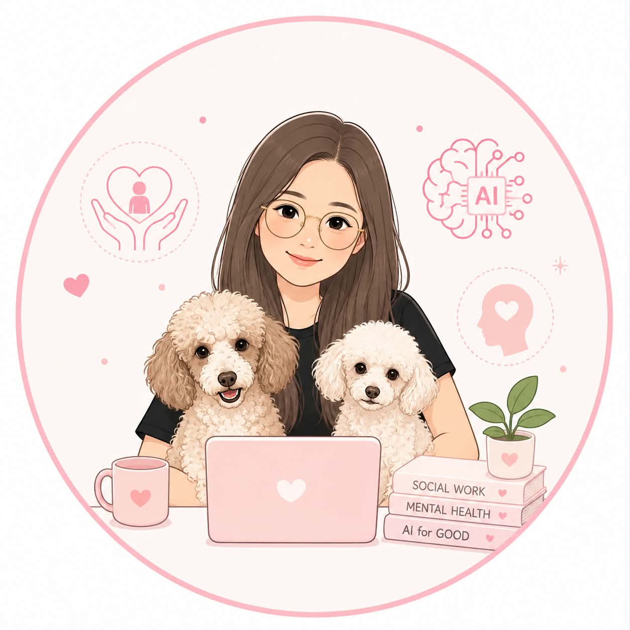 Xiaoran Liu with her dogs